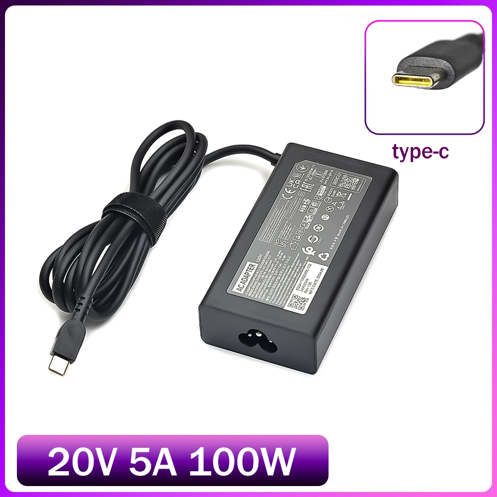 

Зарядное устройство переменного тока 100 Вт для Lenovo ThinkBook 20 В 5 А TYPE-C ADL100YDC3A ADL100YCC3A ADL100YAC3A Блок питания для ноутбука YOGA