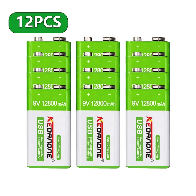 Rechargeable Battery 9V 12800mAh 6F22 Micro USB 9v Li-ion Lithium Batteries for Multimeter Microphone Toy Remote Control KTV New