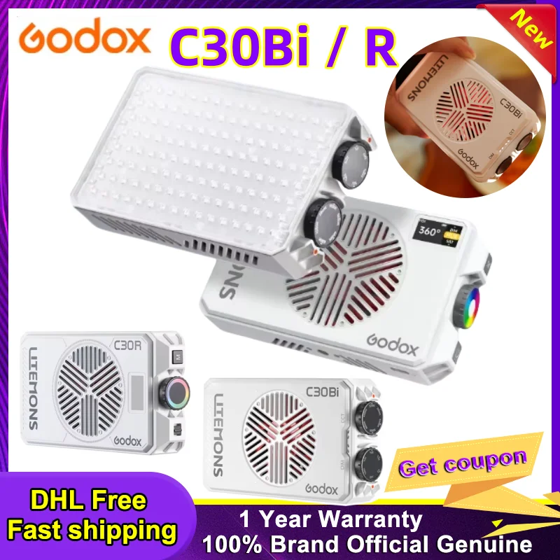 Godox C30Bi/C30R Shine in Palm 30W Litemons LED Light Panel 2800K-6500K for Photography Light Shooting Video Live Streaming