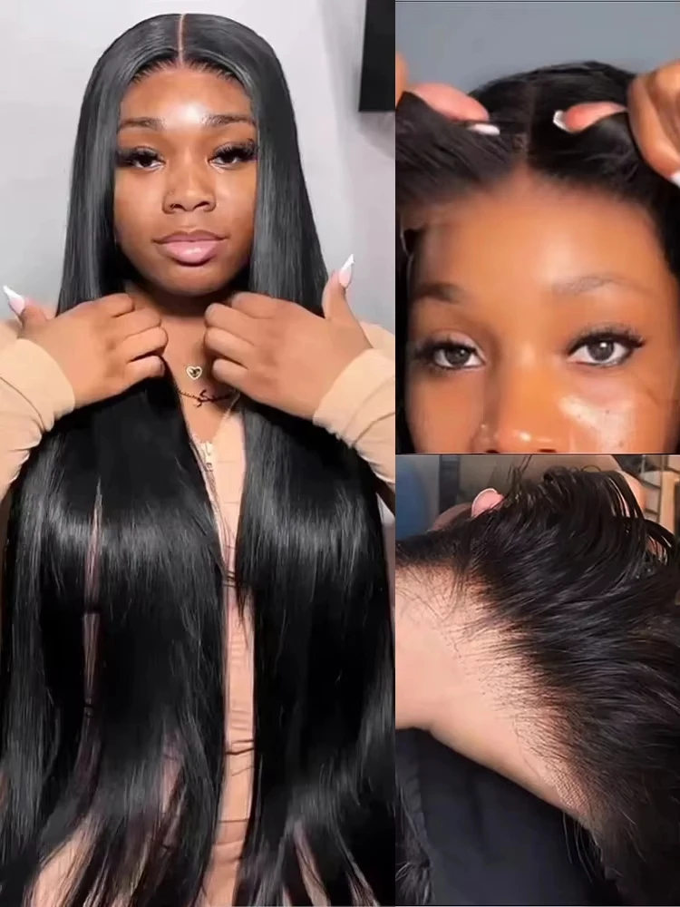 

Brazilian Bone Straight 13x4 HD Lace Frontal Human Hair Wigs 200 Density Wig Human Hair Ready to Wear 30 34 Inch For Women