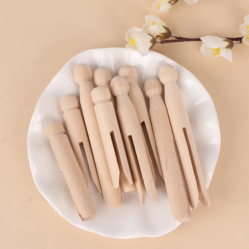 

Wood Dolly Peg Traditional Dolly Style Wooden Clothes Pegs Pins Clips Round Wooden Clothespin Wooden Crafts 5pcs