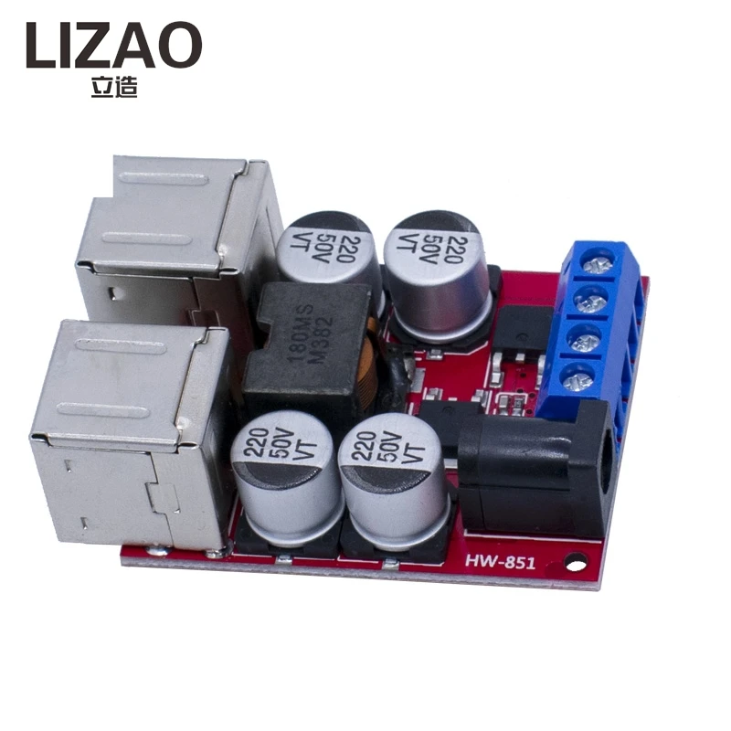LIZAO DC-DC Vehicle Charging Board, 8V-35V to 5V 8A 4-Port USB Output Step-down Power Supply Module for Mobile Charger