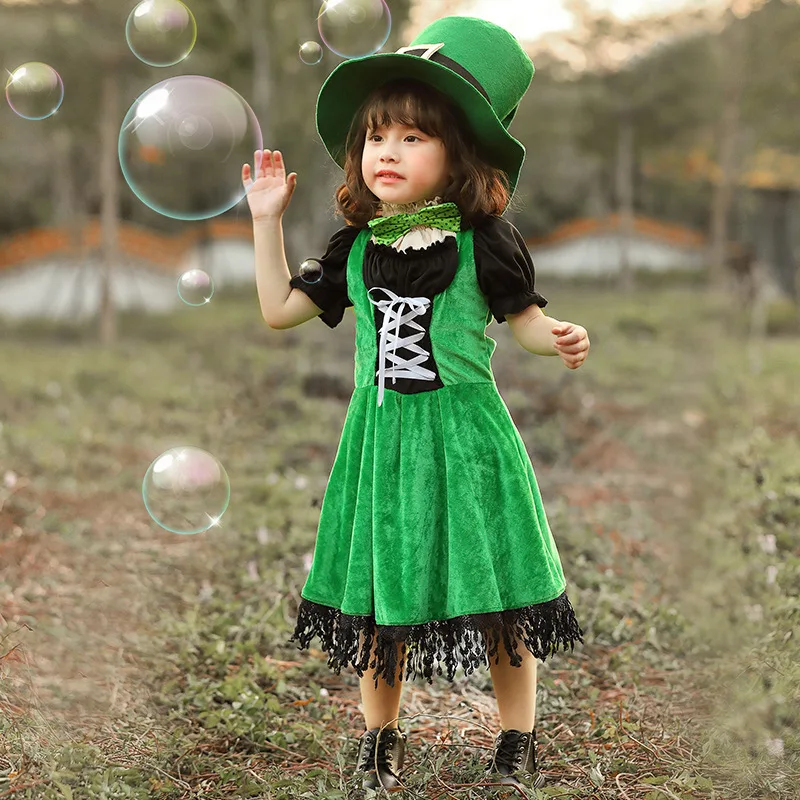 Halloween Women Green Cosplay Costume St. Patrick's Day Holiday Party Funny Fashion Dress Performance Carnival Stage Costume