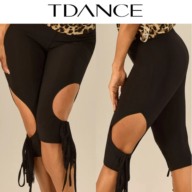 Pantalon de danse latine TDANCE personnalisé [Pantalon ajouré à cinq poches] pour enseignantes, vêtements de sport pour femmes, usage quotidien, été GL-336