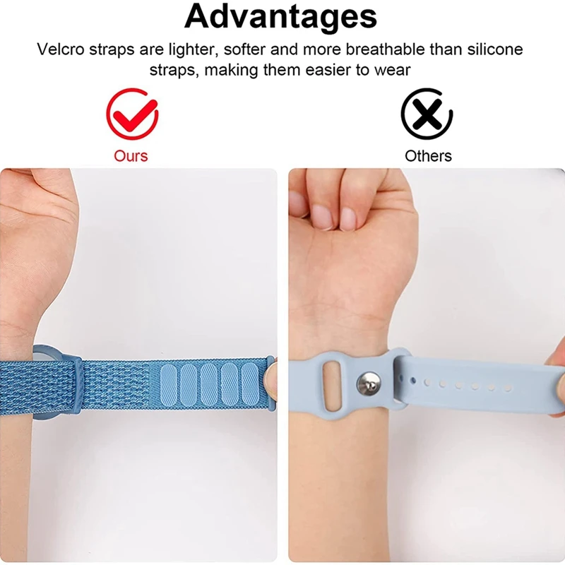 2X سوار معصم للأطفال متوافق مع Apple Airtag، حافظة واقية لحامل جهاز تعقب GPS Air Tag مع سوار من النايلون F