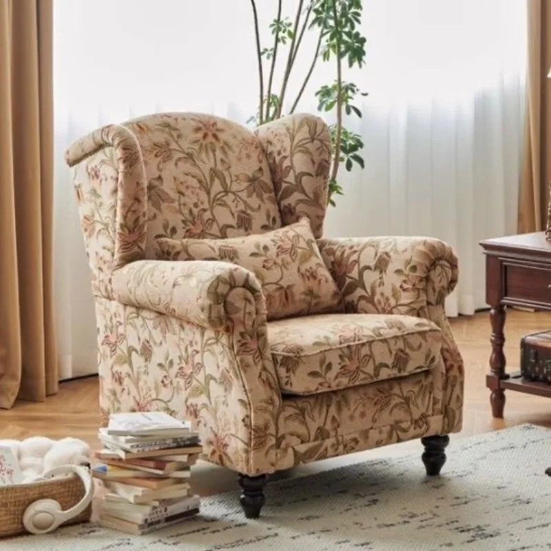American fabric tiger chair single sofa chair retro living room study leisure chair