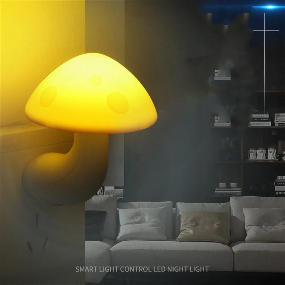 Mushroom LED Lights Control Sensor Lamp Decoration Home Neon Night Light Kawaii Room Bedroom Decor Wall Socket EU US Plug