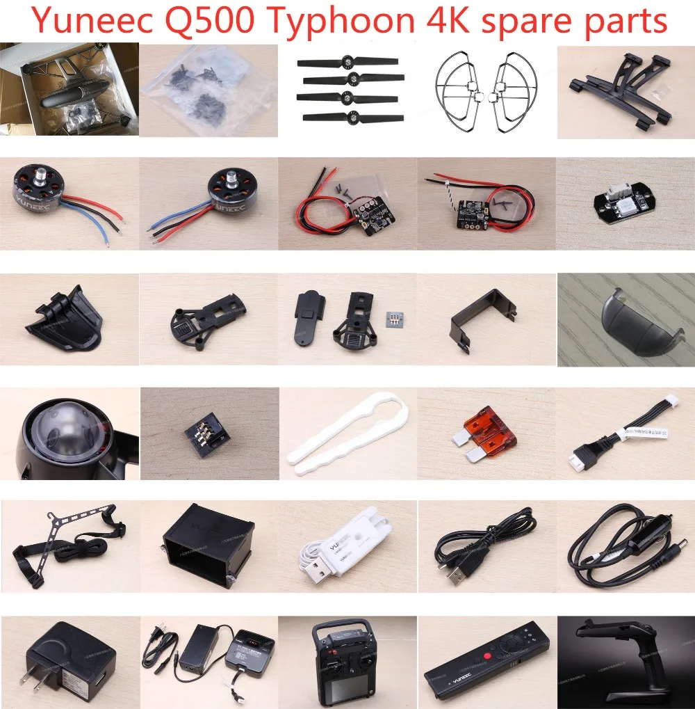 

Yuneec Typhoon Q500 4K RC Quadcopter spare parts body shell motor blade propeller cover ESC chager lampshade Lock Cable etc