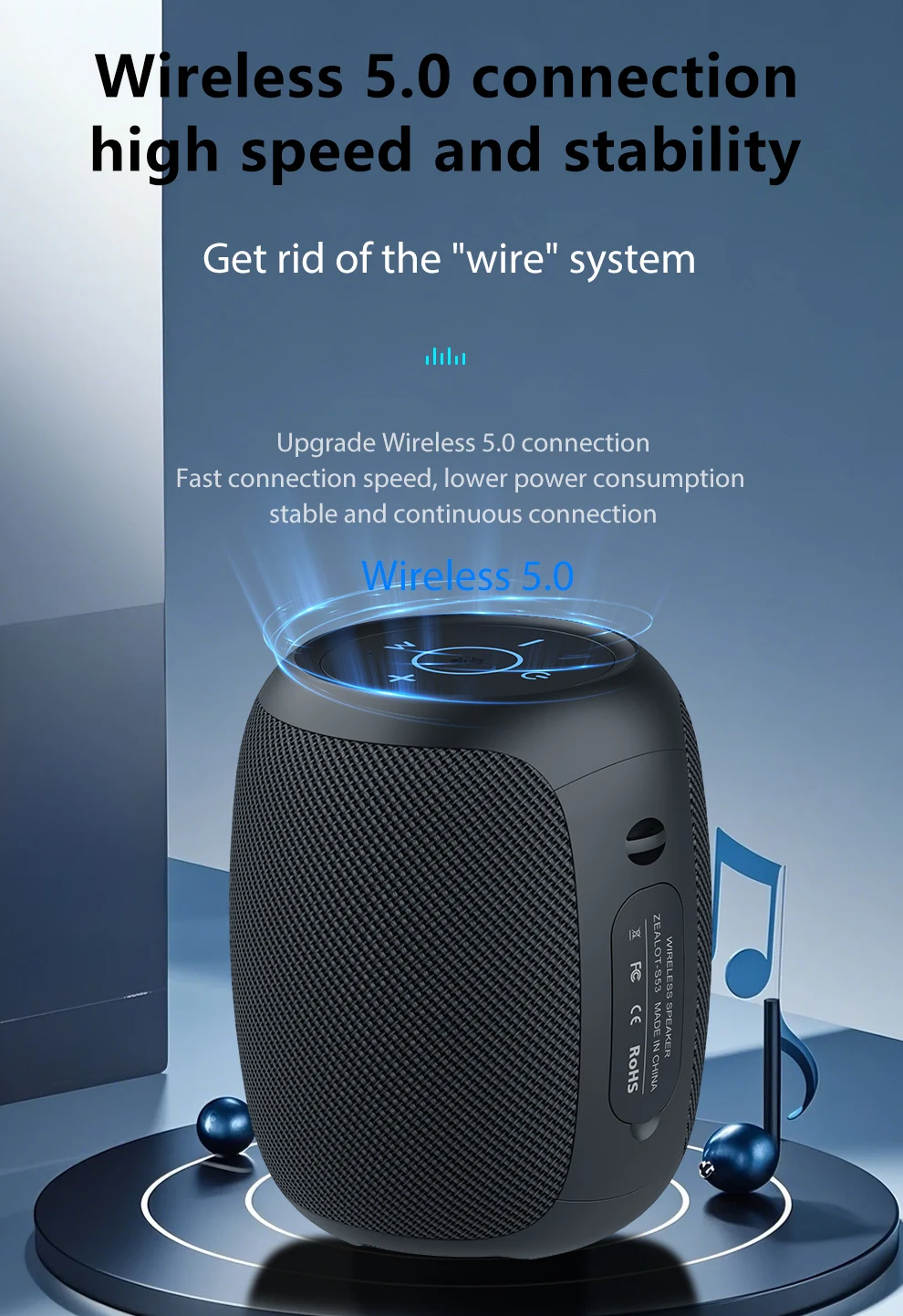 ZEALOT-S53 Tragbarer Bluetooth-Lautsprecher 10 Stunden 10W Super lauter Klang Bluetooth-Lautsprecher IPX6 wasserdicht für Telefon TF-Karte USB – Detail 13