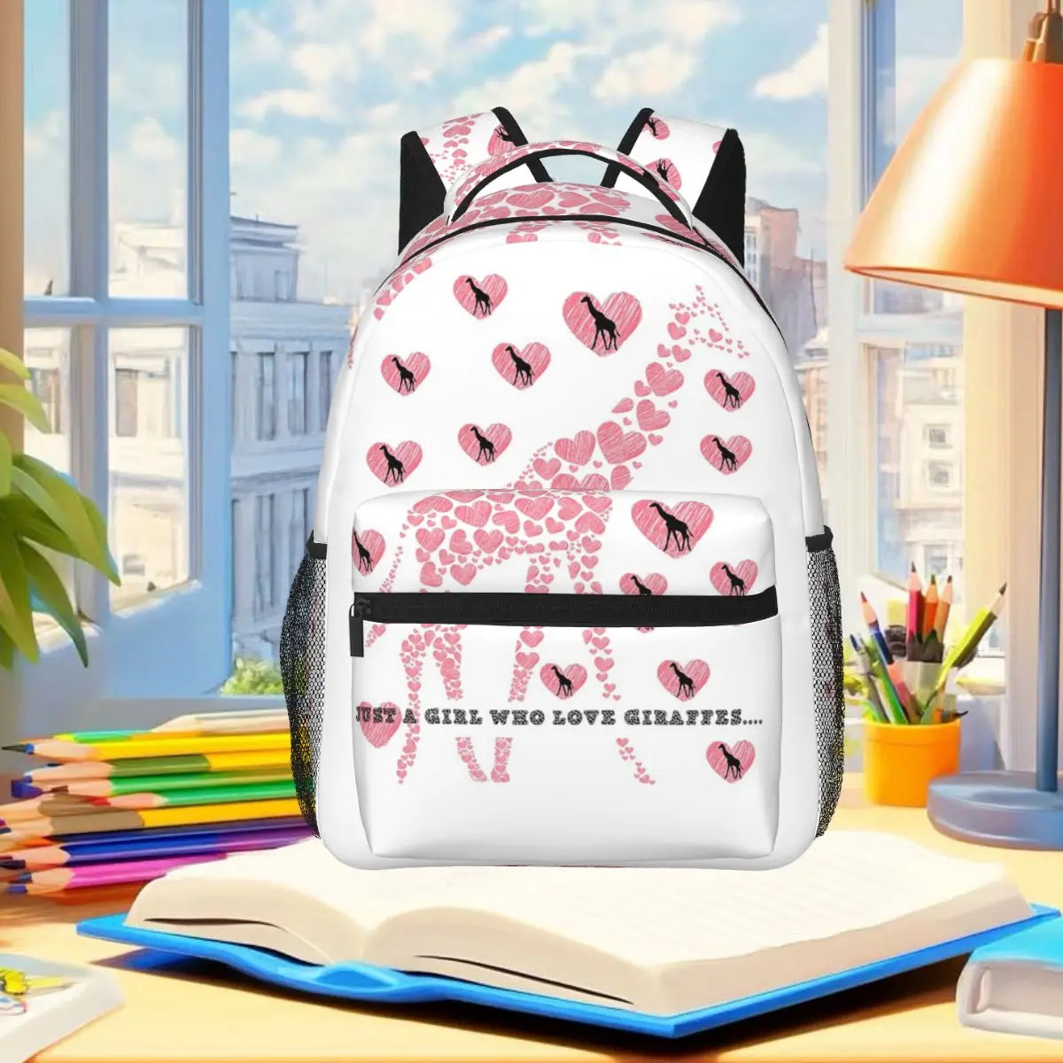 Just A Girl Who Loves Giraffe Backpack Student Boys Girls BookBag Children School Bag Computer Shoulder Bags for Men Women
