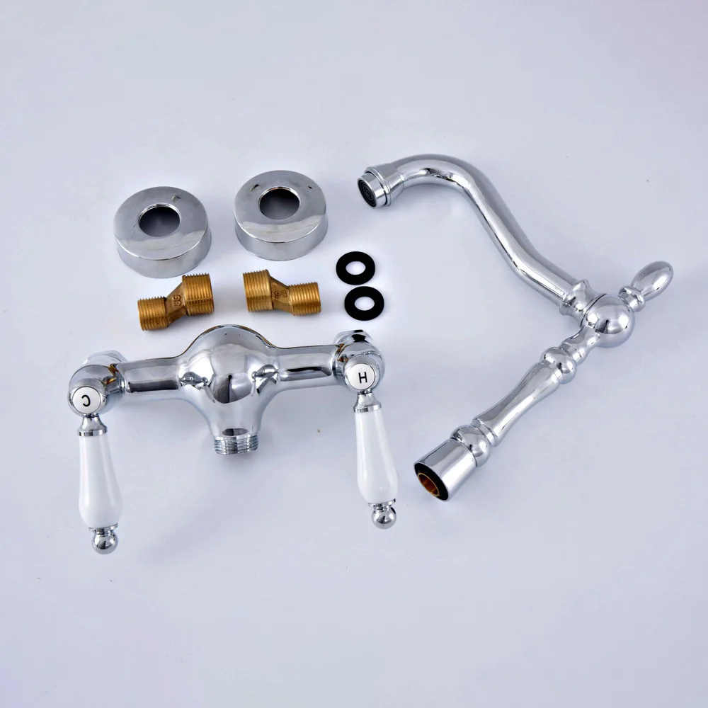 벽걸이형 광택 크롬 황동 욕실 주방 회전식 수도꼭지 믹서 수도꼭지 asf547