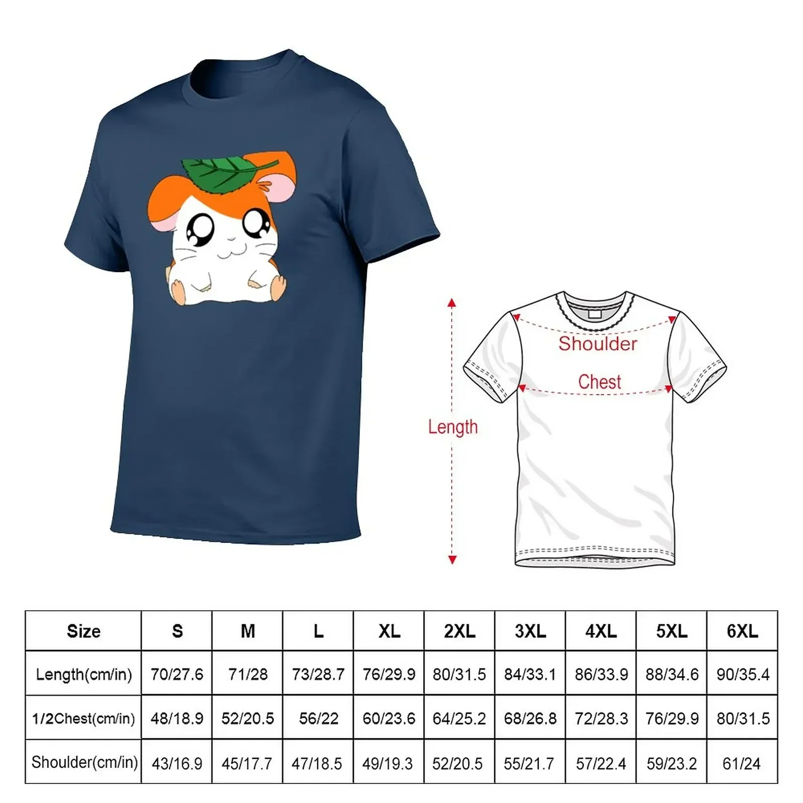 Hamtaro with Leaf T-Shirt cute tops custom shirt mens t shirts top quality