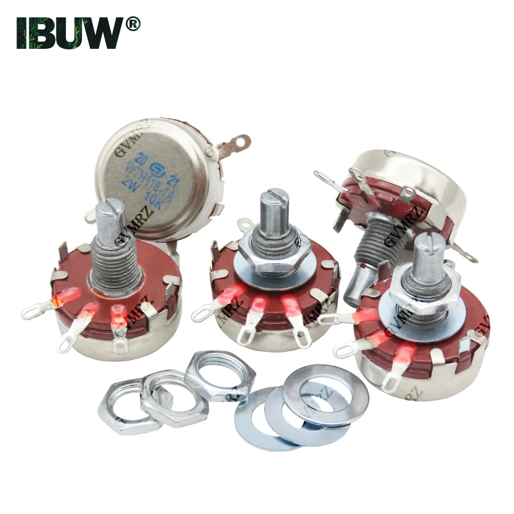 WTH118 2W 1A Potentiometer 1K 2K2 4K7 10K 22K 47K 100K 470K 1M WTH118-2W Round Shaft Carbon Rotary Taper Potentiomete