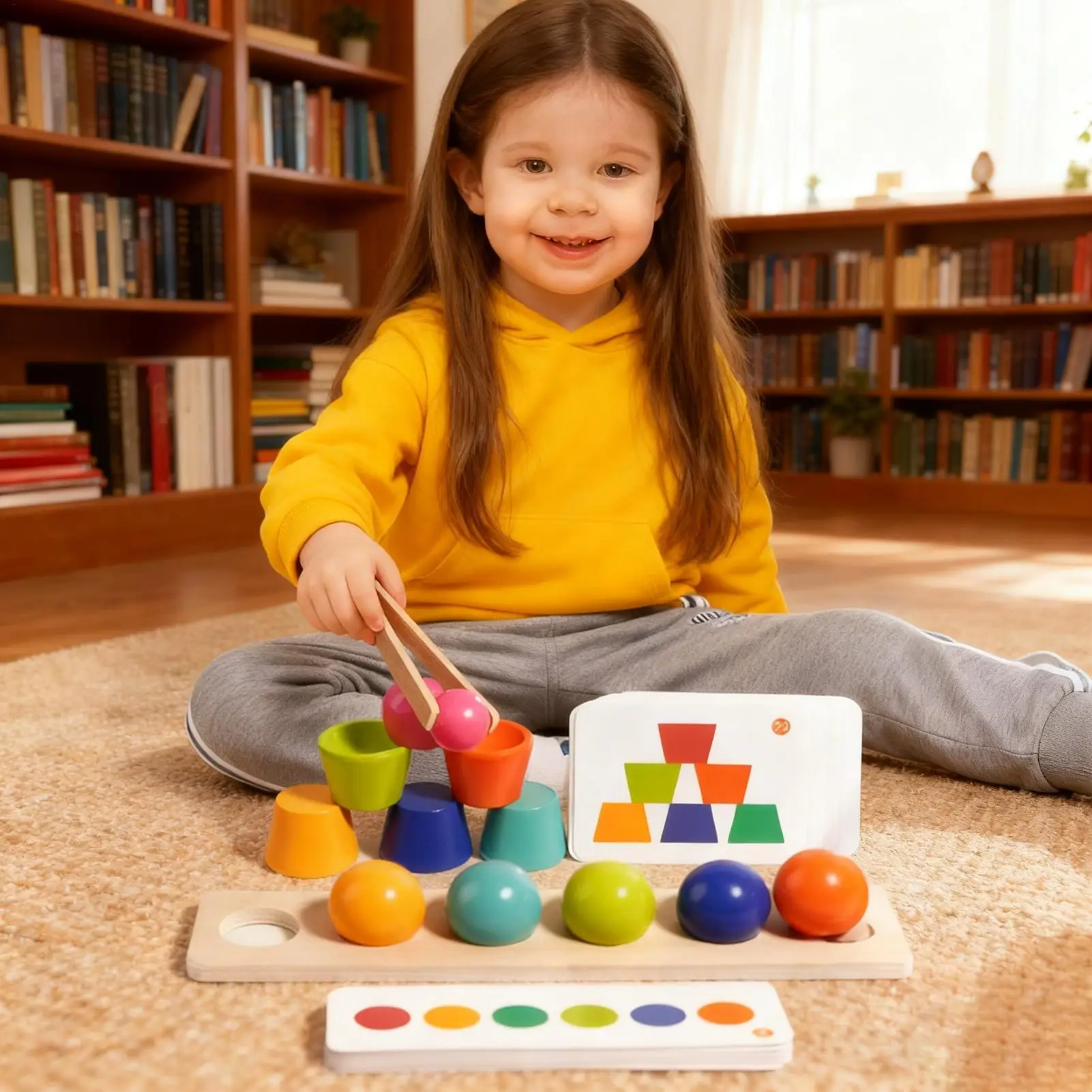 Taza de clasificación de colores y bola, actividades de aprendizaje, Clip de cuentas, juego de clasificación de motor fino para niños y niñas de 3 años, guardería en casa preescolar