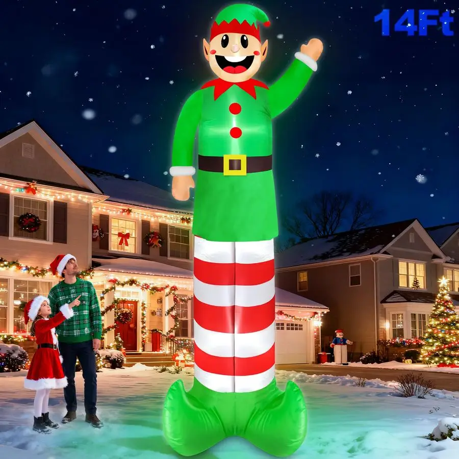 

Ft by 5.2 Ft Super Tall Christmas Inflatable Elf, Christmas Inflatables Decorations Outdoor Blow Up Giant Santa Elf with Builtin