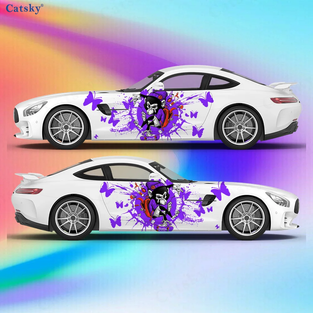 

Trendy Street Monkey Skateboard Car Vinyl Wraps Decal Self-adhesive PVC Sticker Suitable for Trucks SUV Decor Auto Accessories