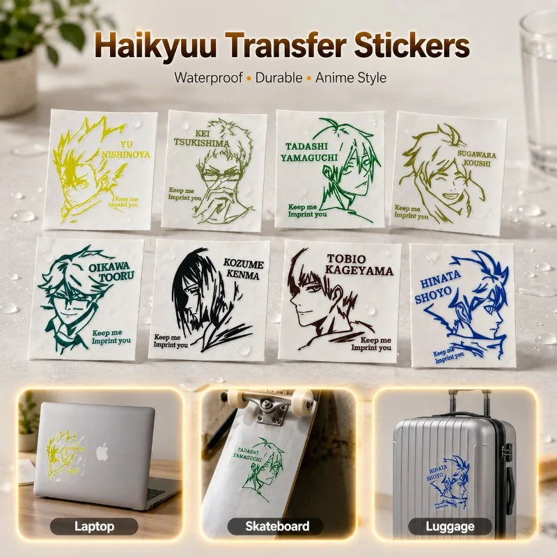 

Anime Volleyball Transfer Stickers Rub on UV Waterproof Decals Set for Phone Laptop Water Bottle Guitar DIY Journal Otaku Gift