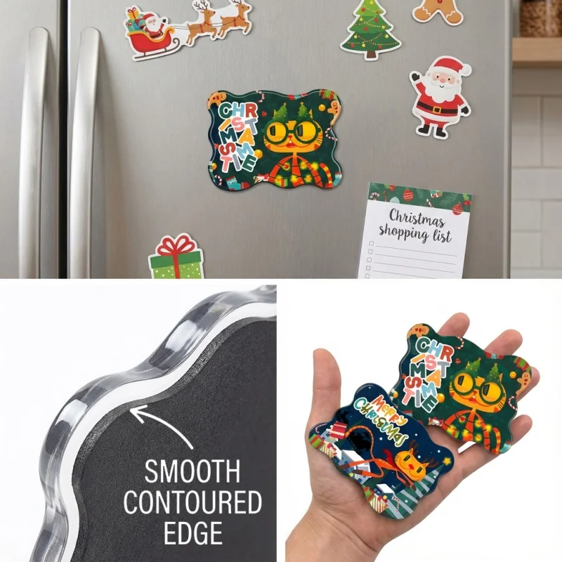 عيد الميلاد البرتقال القط مغناطيس الثلاجة لطيف الكرتون هريرة عطلة ديكور احتفالي البرتقال الثلاجة ملحق لعبة الشكل