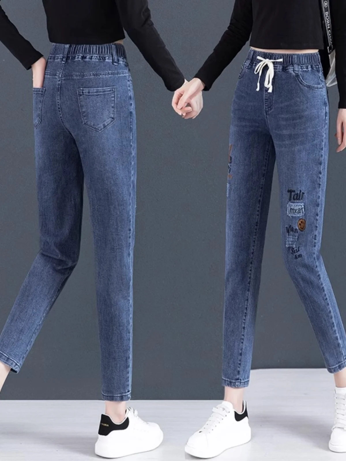 

Loose Elastic Mom Jeans Women's Spring Autumn 2024 New Sle Slimming Denim Pants for Pear aped Body High Waist Nine Points