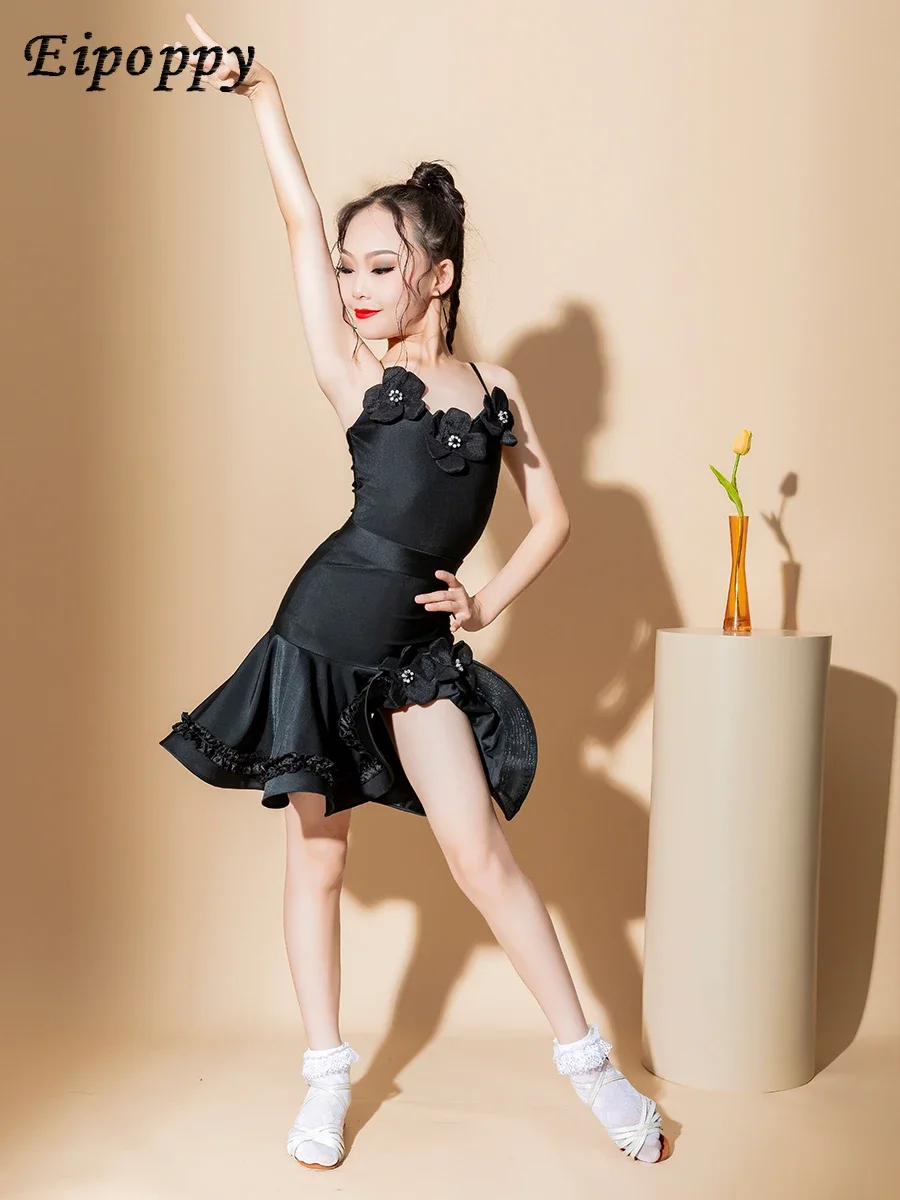 

Latin Dance Wear Girls' New Summer Split Internet Celebrity Advanced Practice Performance Children Latin Dance Dress