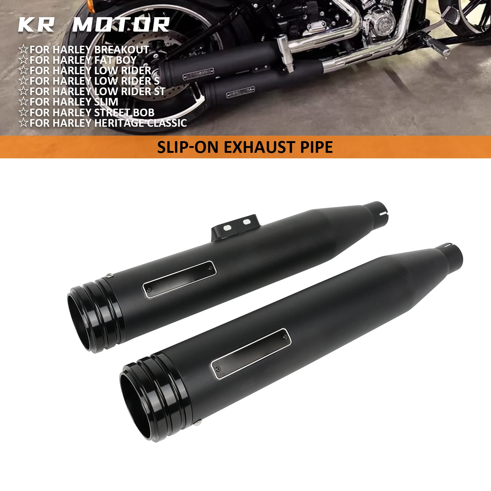 

Motorcycle Slip-on Exhaust Pipe Muffler For Harley Softail Street Bob Low Rider Breakout Fat Boy Heritage Classic 2018-2024
