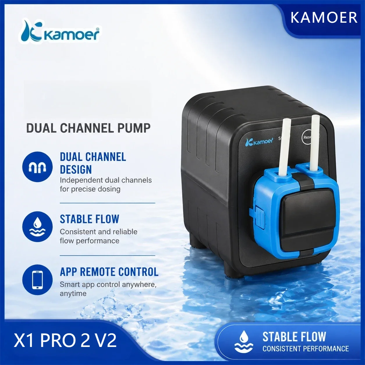 

Kamoer X1 PRO 2 V2 Single Channel Dosing Pump Smart Bluetooth WiFi APP Control Aquarium Fish Tank Nutrient Liquid Doser Automati