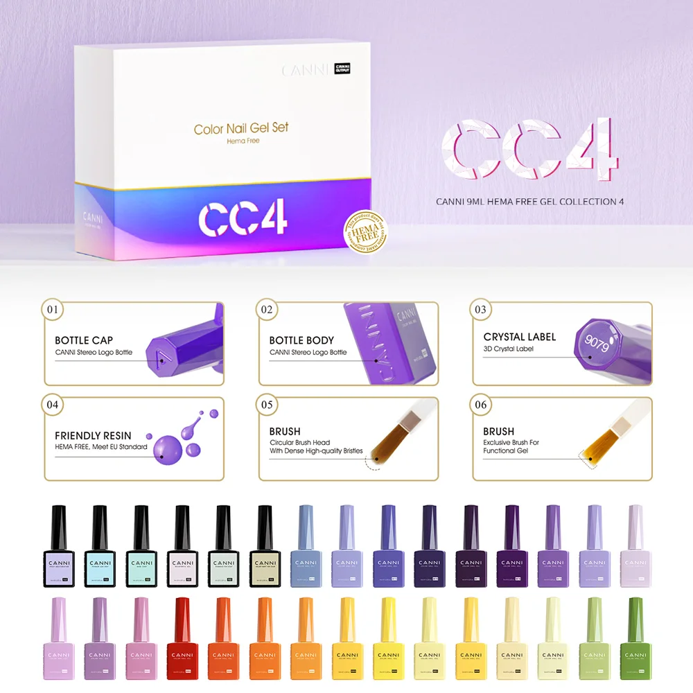 CANNI HEMA FREE Nagelgellack VIP Kit Farbkarte Diamond Top Coat 30 Stück/Set 9 ml Soak Off UV LED Nagelmaniküre CC1 bis CC7 Kit – Detail 23