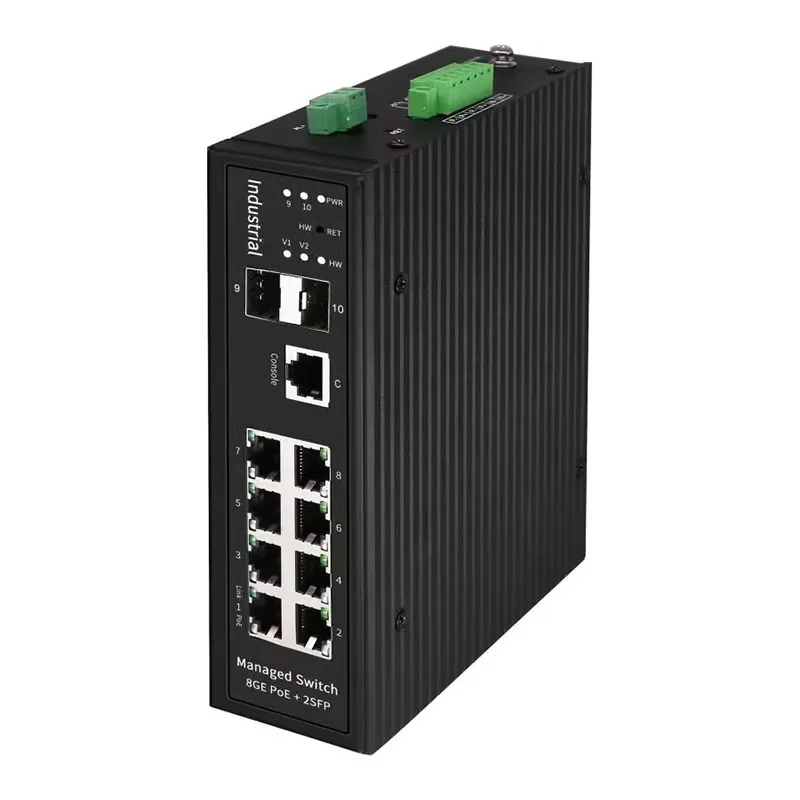 

OEM ODM OpenWrt 37~57V DC L2 Gigabit Managed Industrial PoE Switch 8 Port with 2 Fiber SFP Uplink
