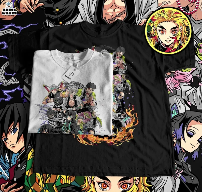 Legendary Demon Hunters Unisex T-shirt - Japanese Manga Art Design, Anime Graphic Tee, Pillar-Inspired Fantasy Wear, Epic Journe