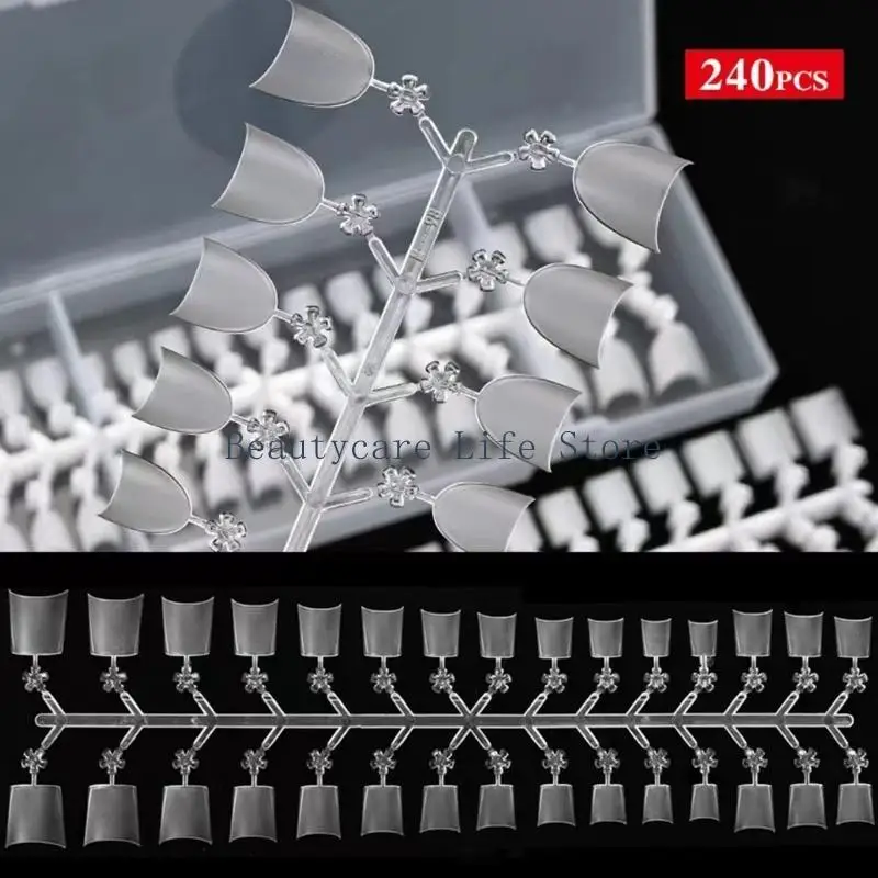 652C 240 Pcs Half Cover Acrylic Fake Tips DIY Salon Home Manicure Extension Tips