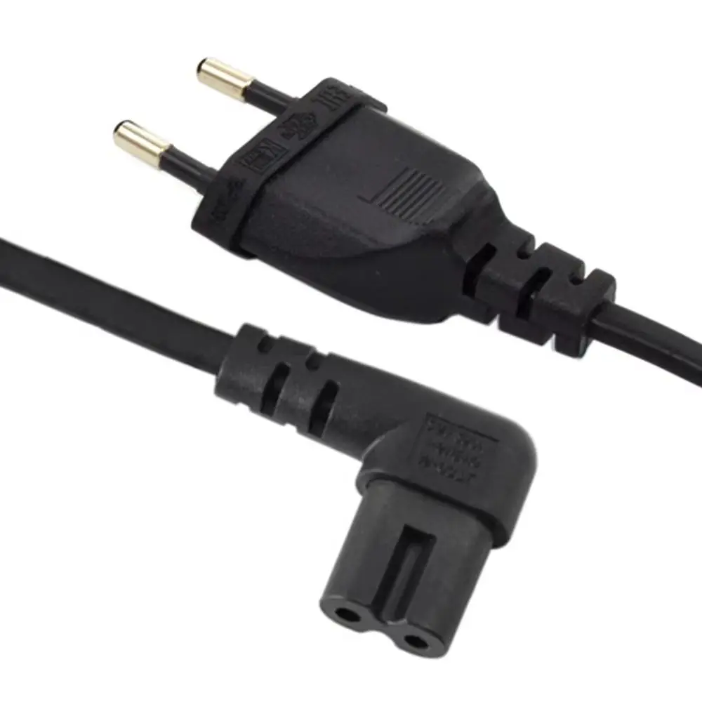 Right Angled EU Euro AC Power Cord Cable Lead 1M/2M/3M/5M EU 2-prong To Figure 8 C7 For TV,Printers,Cameras,PS4,PS3 Etc.