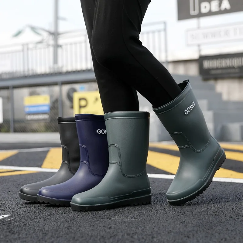 2022 Rain Boots Men Non-slip Waterproof Mid-tube Fashion Water Boots Four Seasons Fishing Work Rain Shoes