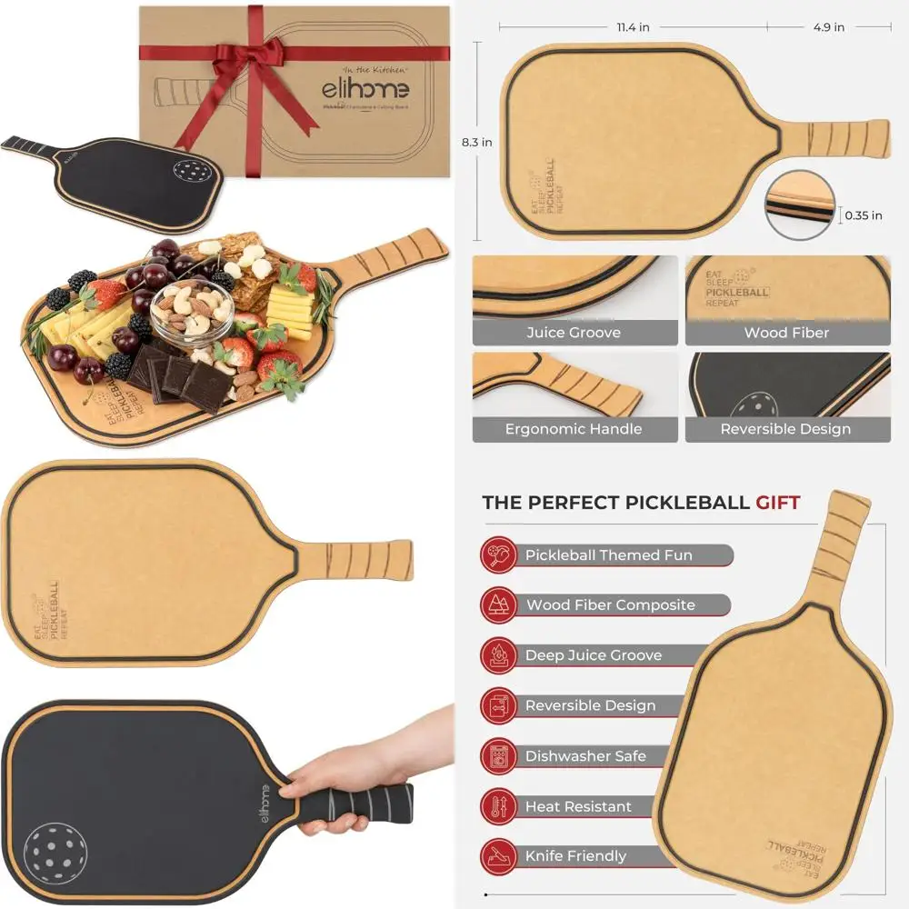 

Доска для шариков Pickleball с формой весла и ручкой, идеальный подарок для мужчин и женщин, материал из древесного волокна, можно мыть в посудомоечной машине,