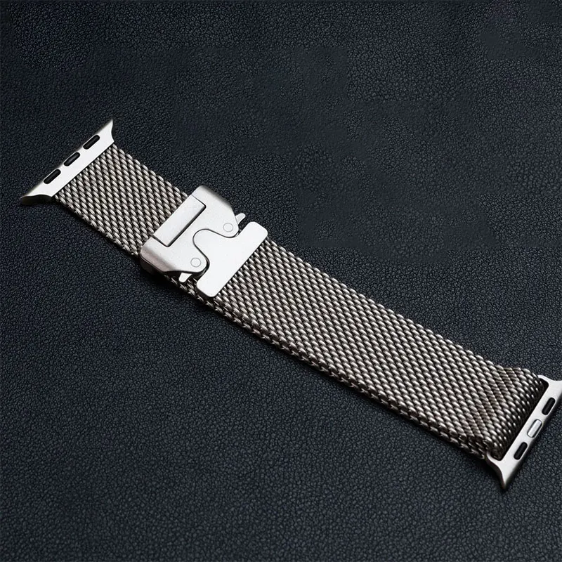 Titanium Official 1:1Strap For Apple watch Ultra Band 49mm S10 46mm 42mm 45mm 44mm Milanese bracelet iWatch 10 9 8 7 6 5 SE 4 3