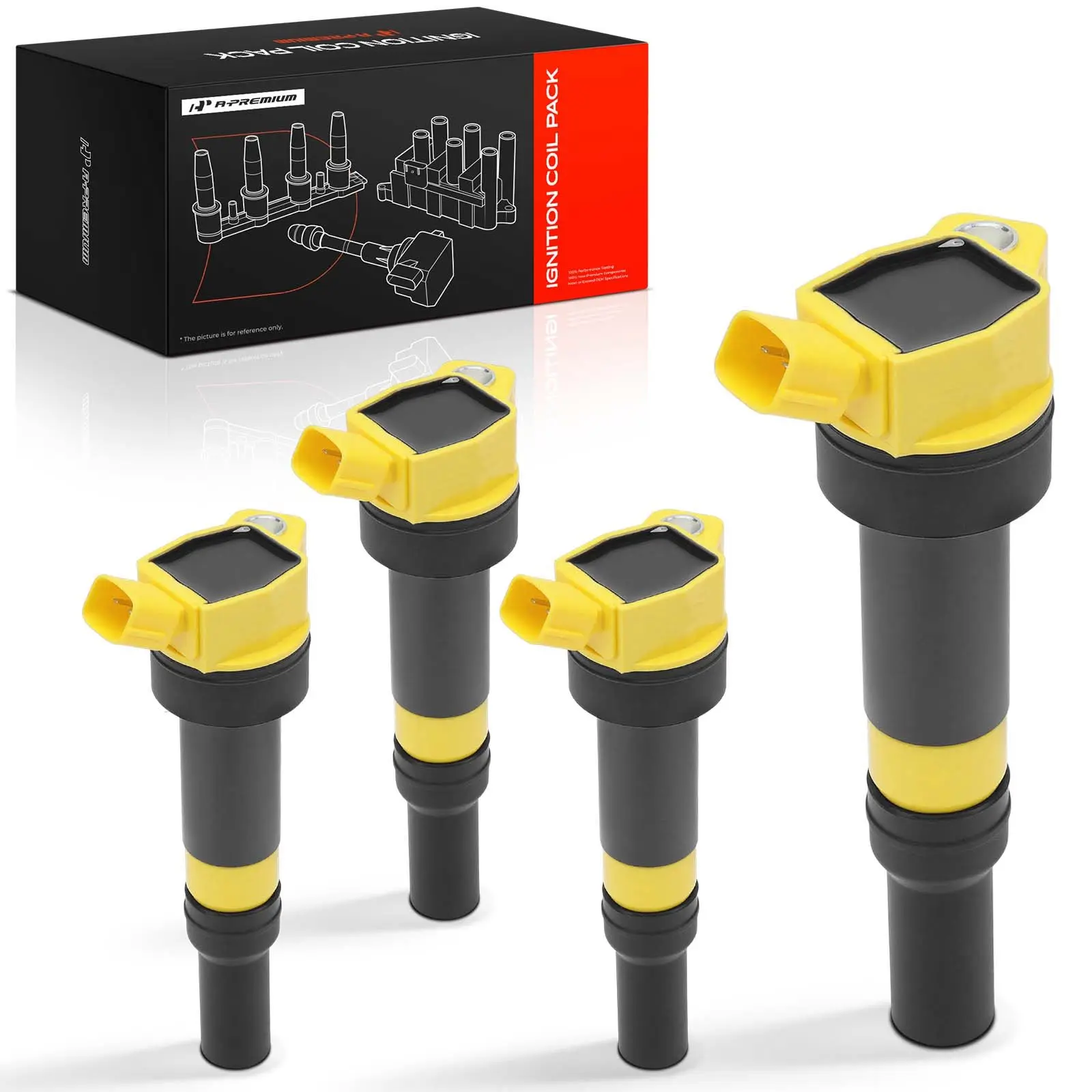 A-Premium 4pcs Yellow Ignition Coils for Hyundai Elantra 2010-2016 Tucson 2014-2020 Kia Soul 2012-2019 Forte 2014-2017 Rondo