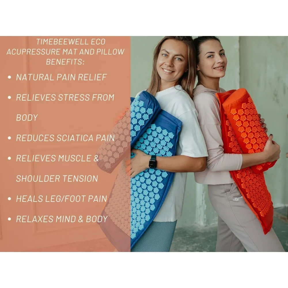 

Acupressure Mat and Pillow Set | Acupuncture Mat for Back and Neck Pain Relief | Mats for Stress, Sciatic Pain, Feet Massage