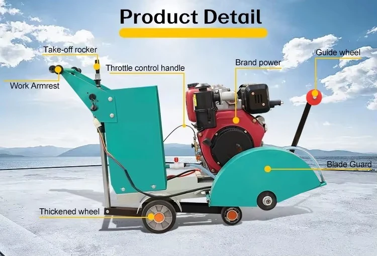 منشار أرضية خرسانية محمول يمشي خلف الطريق قطع كبح القاطع آلة قطع الأخدود الطريق للبيع #5