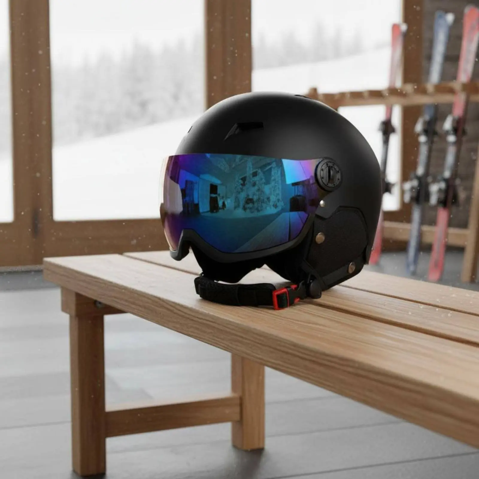 Visor Winter Helmet Fog-resistantFog Winter Helmet with Integrated Goggles Sports Safety Gear Adjustable Fit Safeguarding