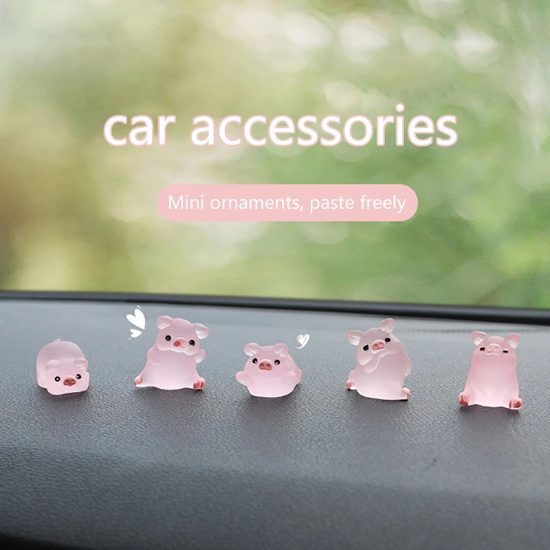 Mini Resin Piggy Car Dashboard Toys Dolls Figures Home Garden Decoration Cartoon Colorful Pig Cute Car Ornaments Gifts