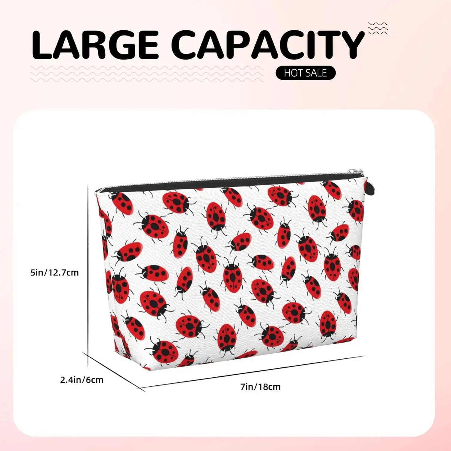 Tas Makeup wanita, warna-warni Ladybird tas perlengkapan mandi kulit tahan air tas perjalanan penting untuk sampo, bumbu