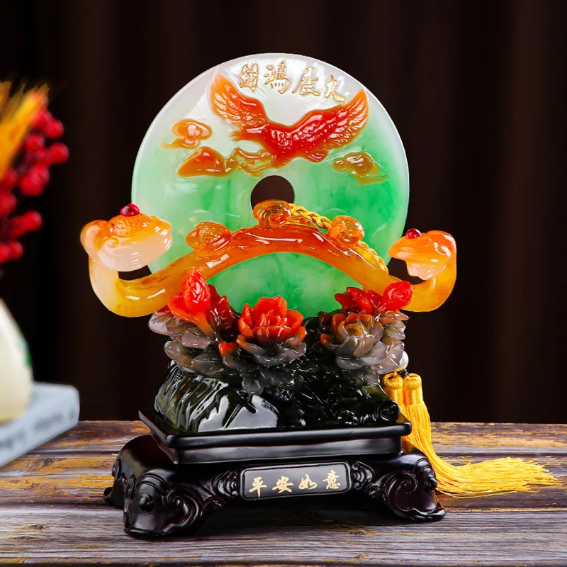Creative desktop living room Chinese style realize one's ambition imitation jade resin craft home office desk decoration y645