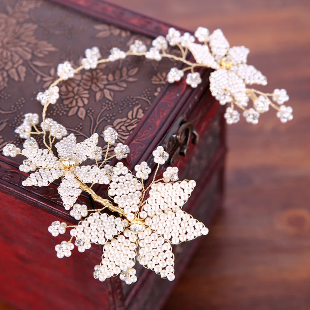 

Повязка на голову с жемчугом и цветком, стильная свадебная повязка для волос, свадебный аксессуар для волос, реквизит для фотосессии, женская повязка на голову с жемчугом, повязка на голову