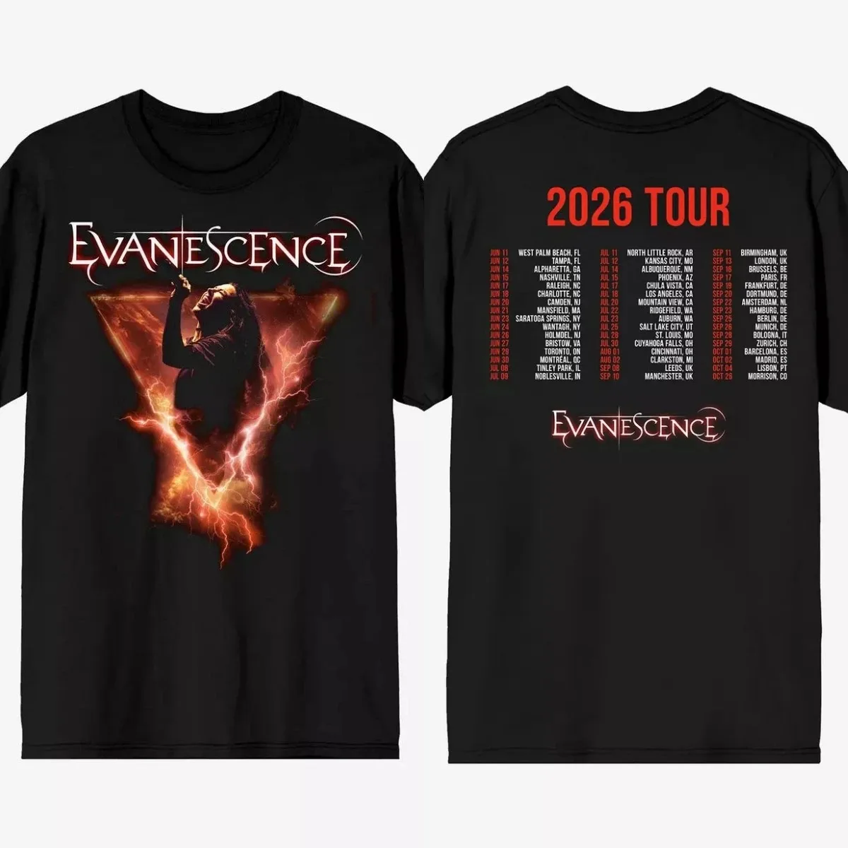 Camiseta masculina com estampa Evanescence Tour, camiseta unissex de algodão de manga curta Y2k, camiseta oversized da moda, tops populares de streetwear