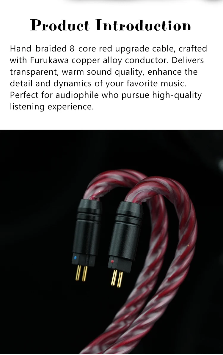 GYVIISI GVS-39 Red Maple Furukawa Kupferlegierung IEM HiFi Upgrade-Kabel 3,5/2,5/4,4 mm symmetrisch MMCX 0,78 mm 2PIN für Moondrop Aria – Detail 5