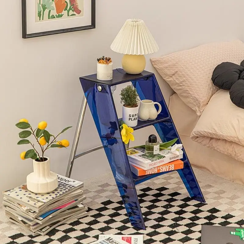 Japanese Portable Folding Ladder Rack for Home Decor Stylish Modern Home Acrylic Ladder with Transparent Steps Acrylic Stool