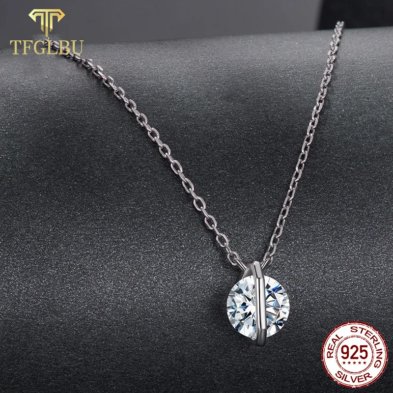 

TFGLBU D цвет муассанит женский кулон Sier ожерелье для женщин цепочки вечерние свадебные ювелирные изделия ожерелье из стерлингового серебра 925 пробы