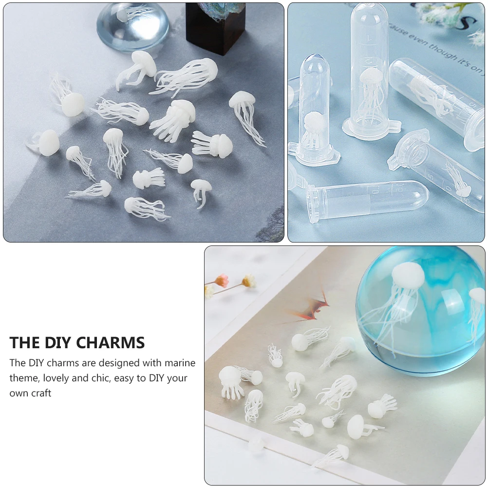

10pcs Marine Theme Diy Charms Epoxy Filler Crystal Resin Molds Craft Jellyfish Decor For Phone Case Frame Box Ornament