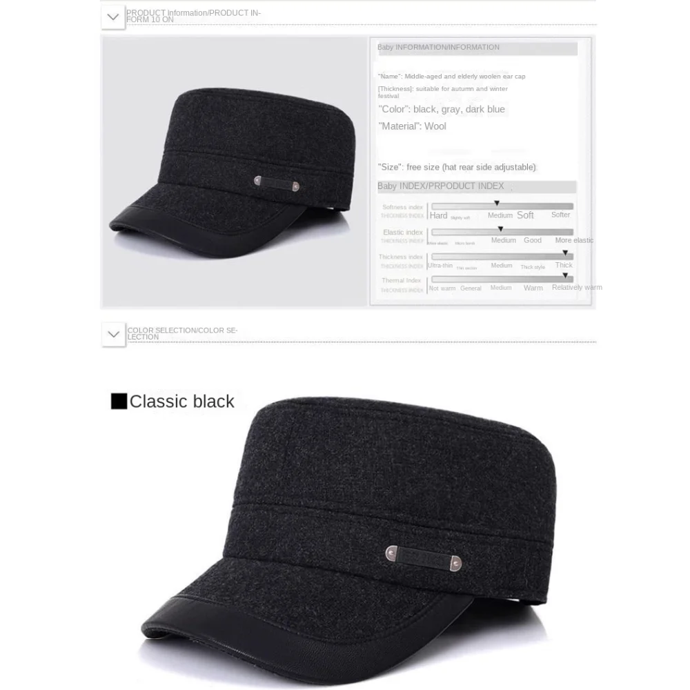 Casquette de baseball en peluche pour homme, chapeau haut de forme plat, casquette à visière, bord en cuir anti-froid, doux, polyvalent, épais, froid, extérieur