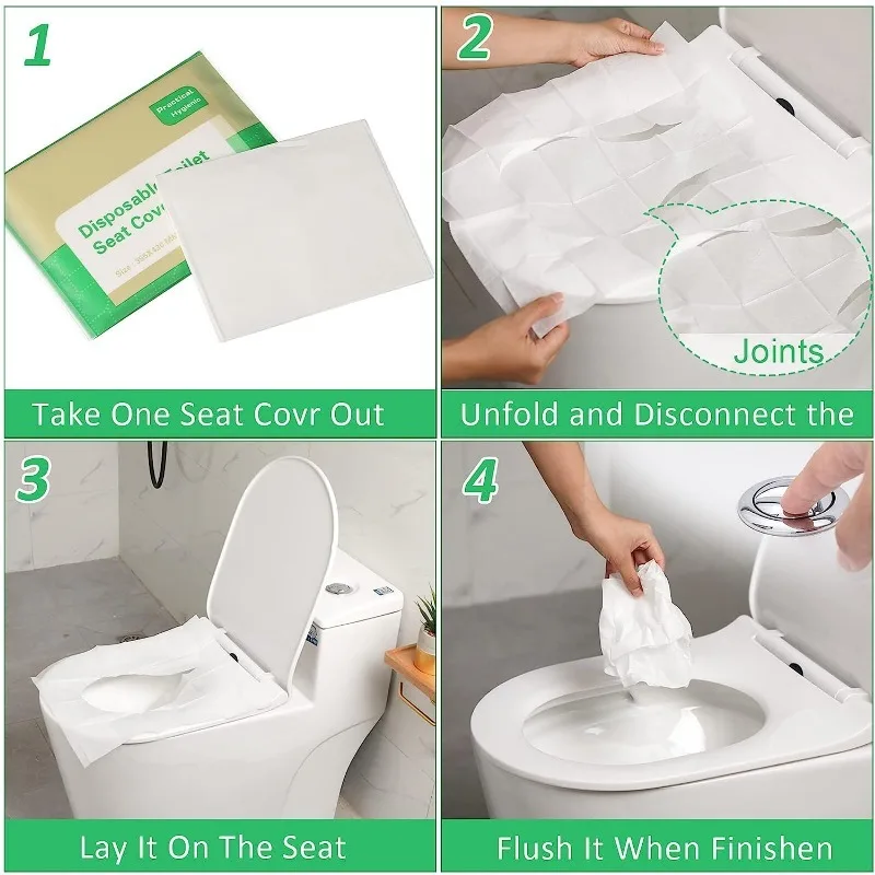 Disposable Toilet Seat Cover Portable Travel Camping Hotel Bathroom Toilet Mat Pads Degradable Soluble Water Toilet Covers Paper