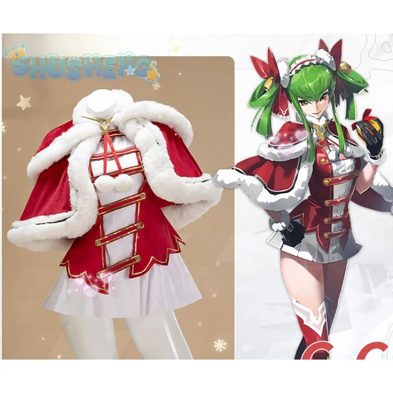 C.C. Anime Code Geass sexy Kostüm rot Weihnachten Lolita Kleid Dressing Handschuhe Socken Set süße Mädchen Party neue Uniform Geschenk